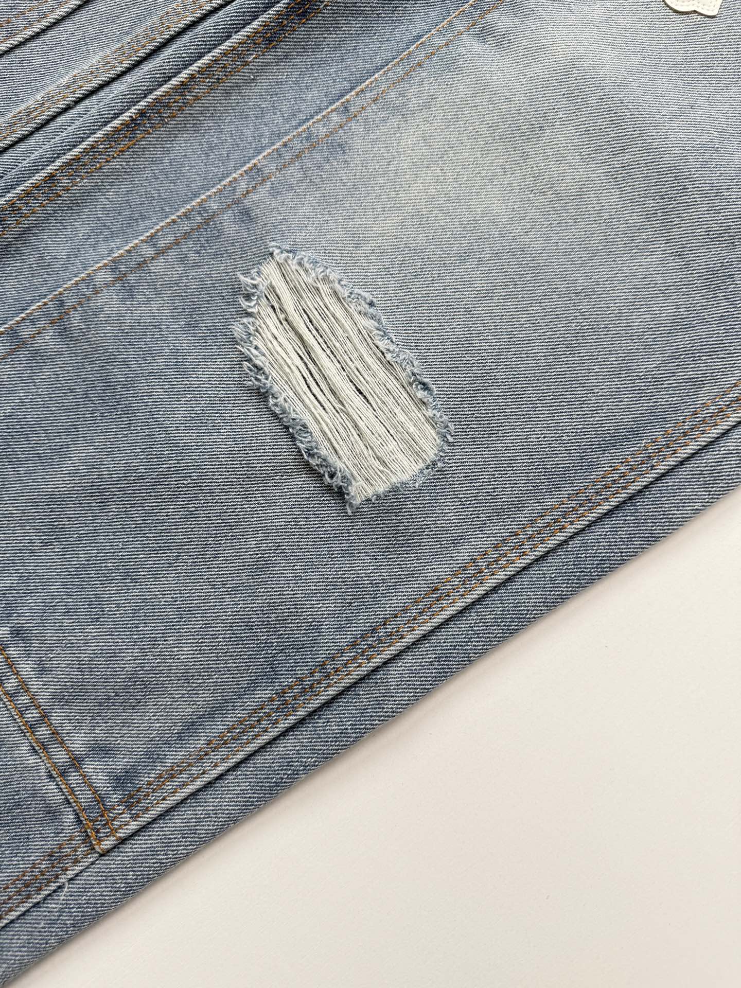Chrome Hearts Blue and White Cross-Patched Workwear Distressed Jeans - Image 13